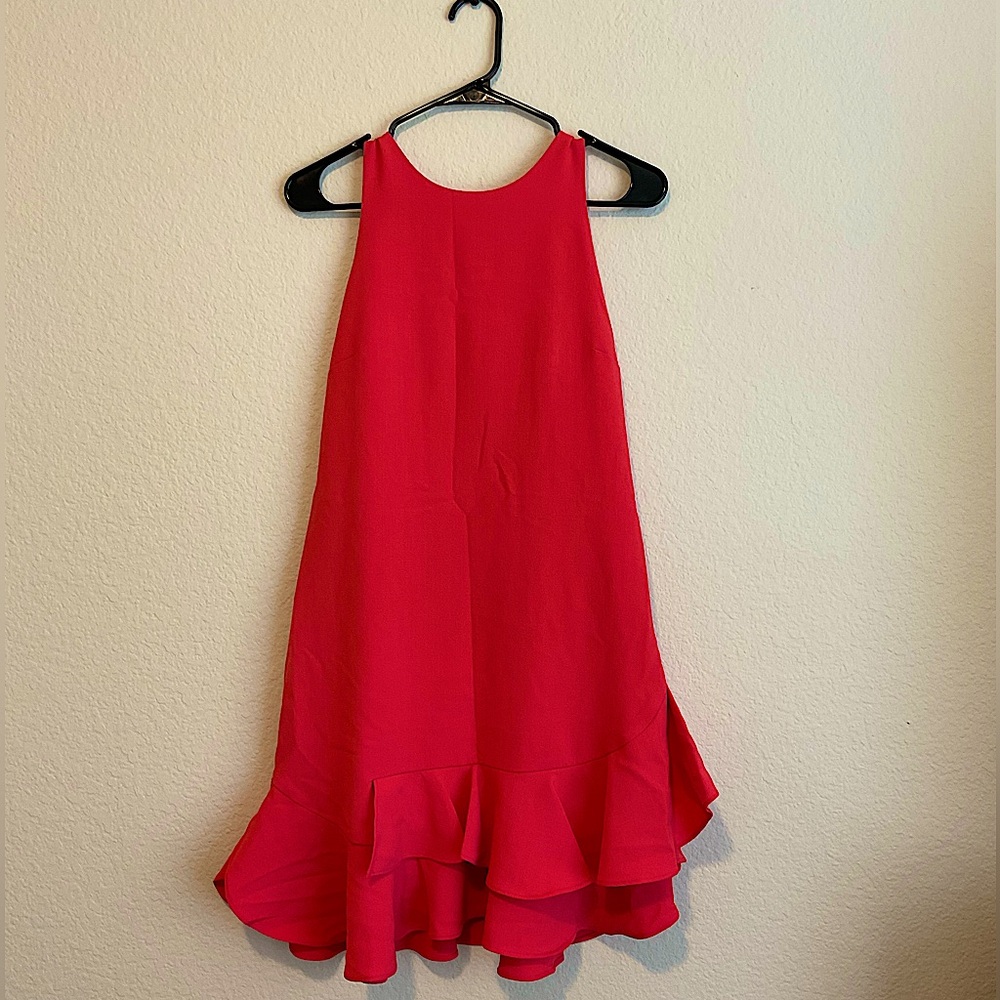 Coral ruffle short dress